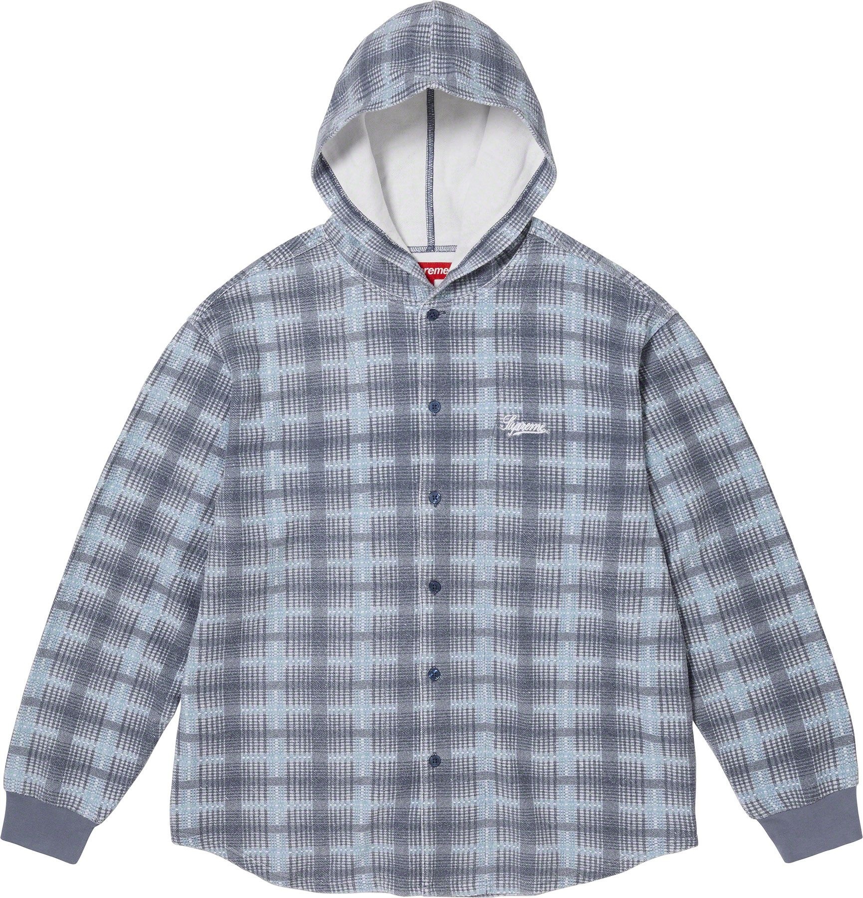 Hooded Plaid Knit Shirt view 4